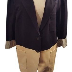 Navy & Leather COACH color block Blazer